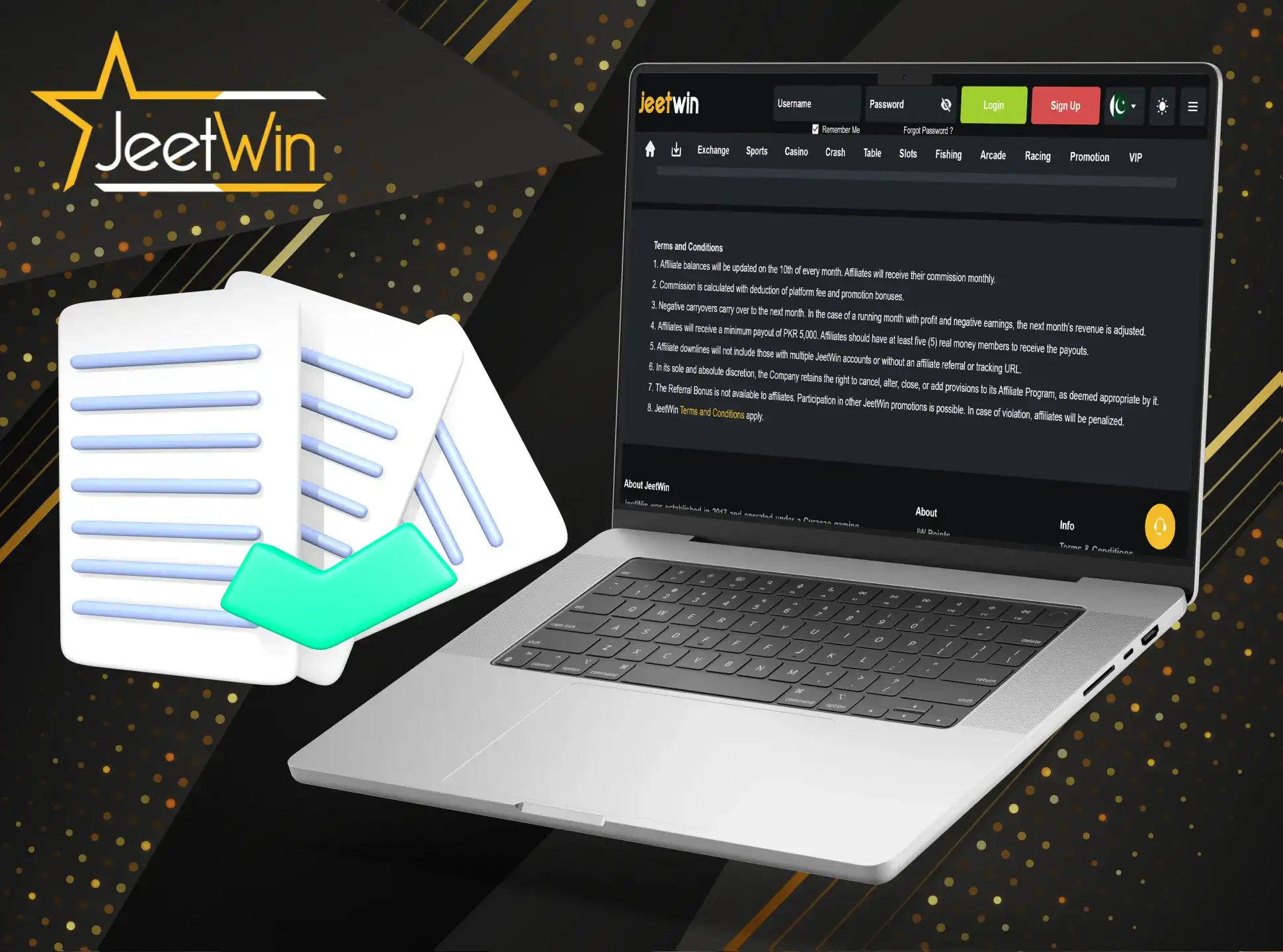 JeetWin سے وابستہ پروگرام کی شرائط و ضوابط پڑھیں.