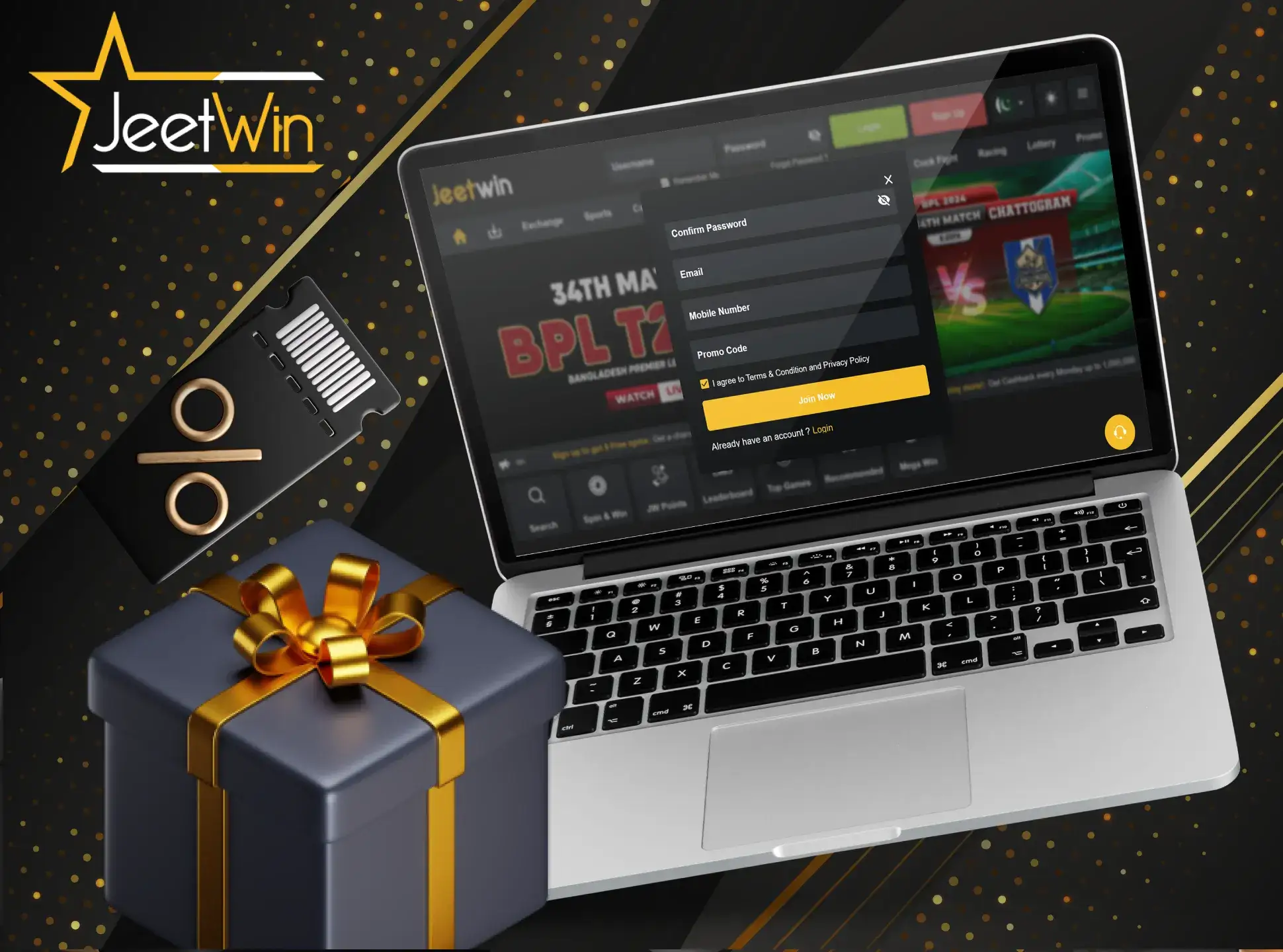 رجسٹریشن پر پرومو کوڈ درج کریں اور یہ خود بخود جمع ہو جائے گا.