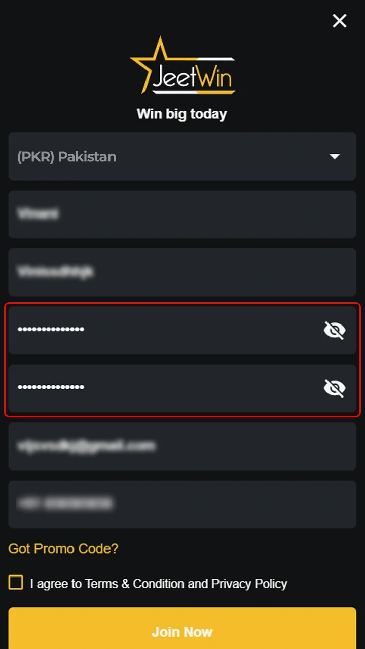 اپنے اکاؤنٹ میں لاگ ان کرنے کے لیے پاس ورڈ بنائیں۔